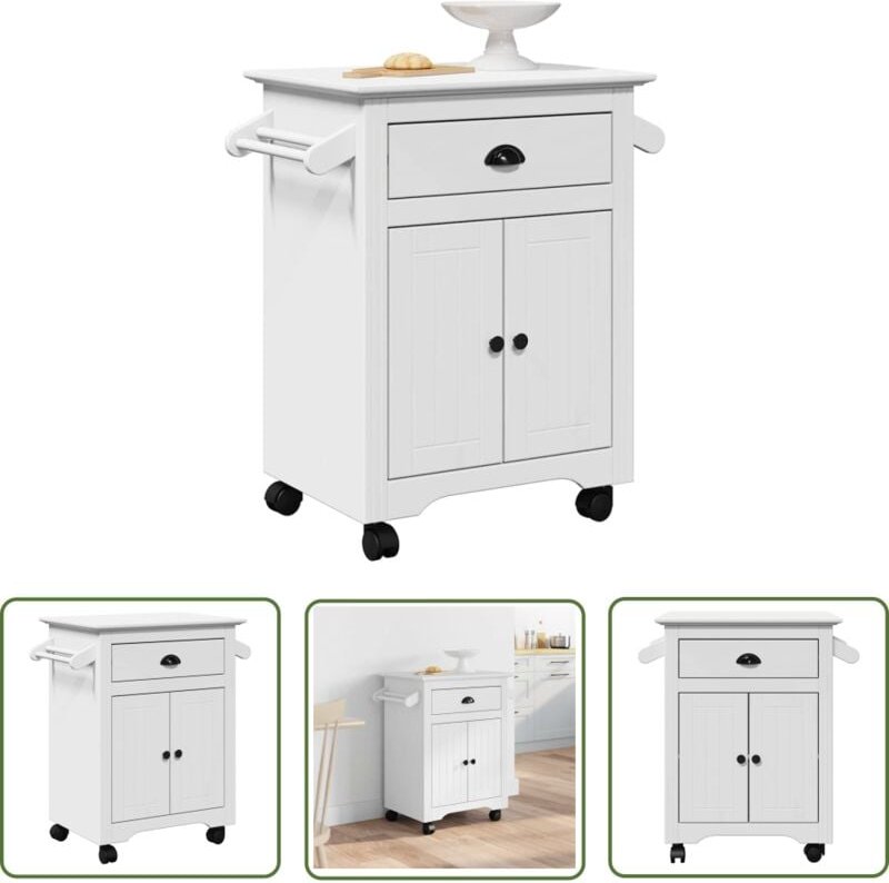 The Living Store - vidaXL Küchenwagen bodo Weiß 72x45x80 cm