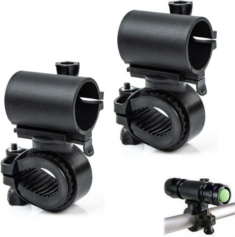 Shining House - Fahrradlichthalter, 360 Grad drehbarer Fahrrad-Taschenlampenhalter, universelle LED-Lampenklemme mit Sch...