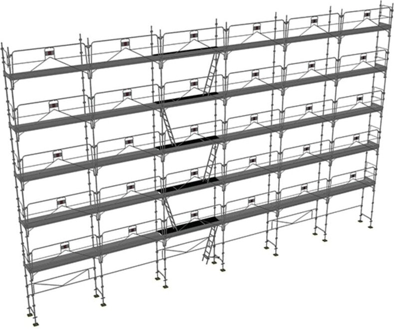 Gerüst 228m² : Struktur + Plattformen + Leiste -Gelände Version - MEKA48P-228-SPP