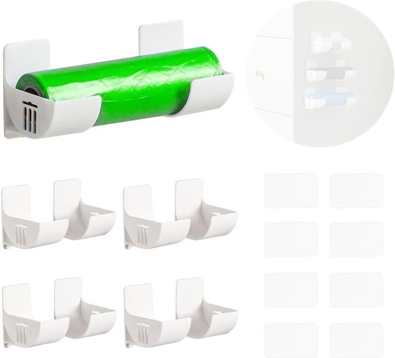 Gabrielle - Frischhaltefolien-Aufbewahrungshalter, 4 Paar Müllsackhalter, Wandmontierter Müllsackhalter, Wandmontierte K...