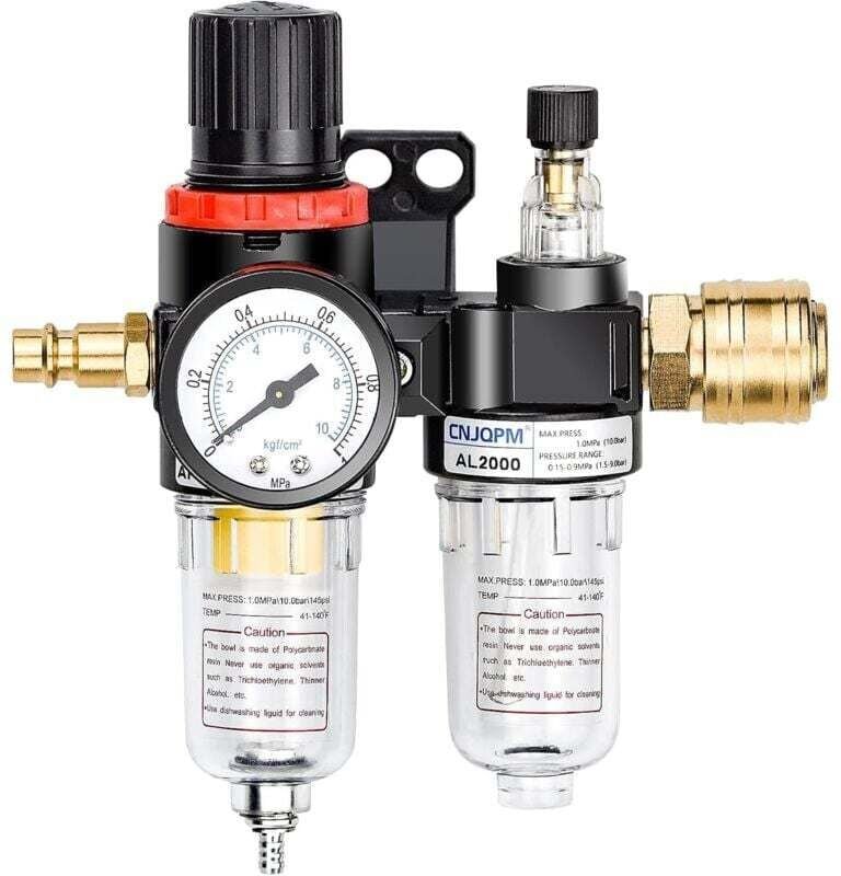Thumbnail - Réducteur de pression d'air comprimé Séparateur d'eau Séparateur d'huile avec manomètre, raccords rapides 1/4' Régulateu...