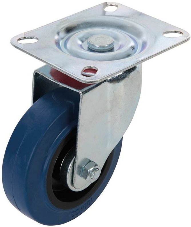 Gummi-Lenkrolle 100 mm, 140 kg, blau