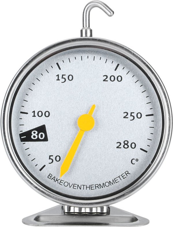 Backofenthermometer mit großem Zifferblatt aus Edelstahl und Haken, Küchenmesswerkzeug 50-280 ℃