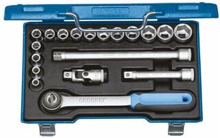 Gedore - Steckschlüssel-Satz 1/2, 19-tlg., 6-kant, 8-24 mm