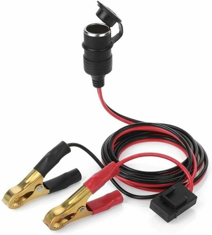Dolaso - 12V 24V FEM-Zigarettenanzünder, 0,6 m langes Autobatterie-Verlängerungs-Ladekabel, Krokodilklemmen-Anschluss