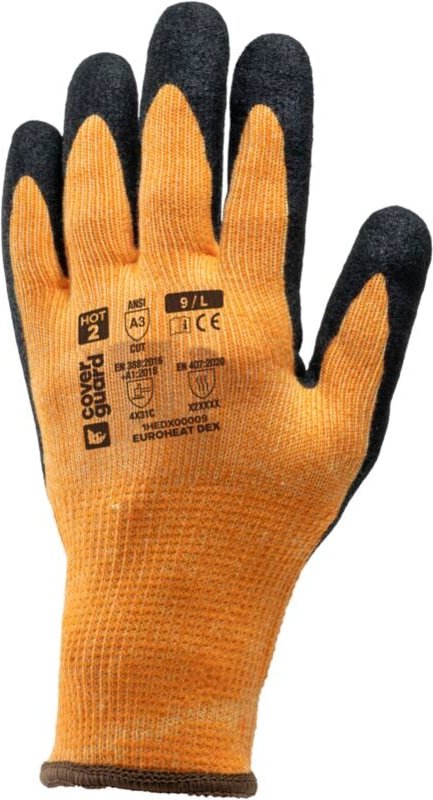 Thumbnail - Satz mit 10 Paar nahtlose Handschuhe EUROHEAT DEX - Orange/Schwarz Größe 7