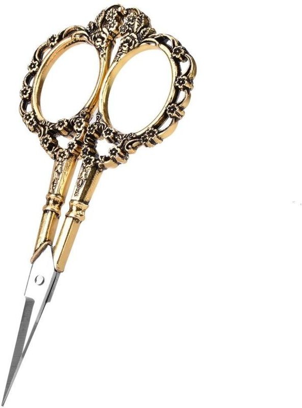 Edelstahlschere, Vintage-Blumenstickerei, klassische Stickschere, Handschere (Gold)