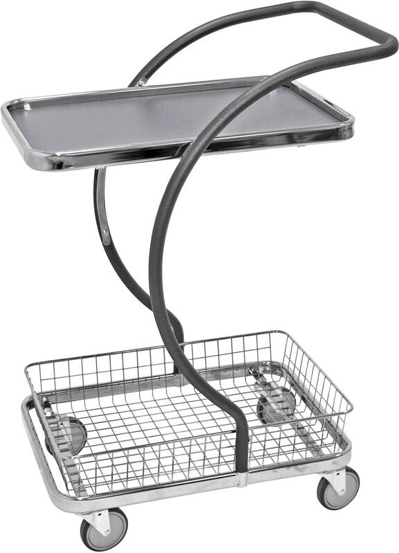 Kongamek C-Line Tischwagen in grau mit Boden und Korb unten 595x360mm Ladefläche