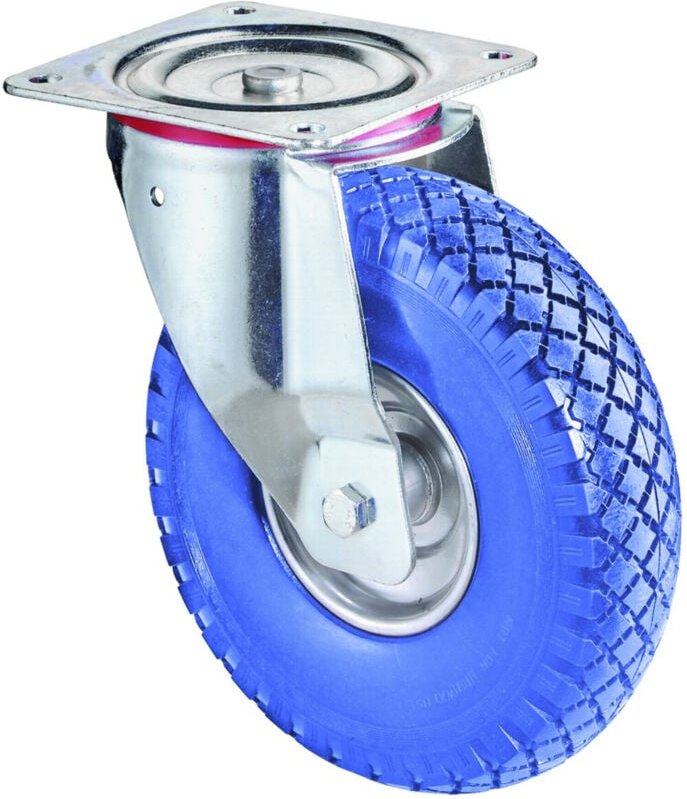 Thumbnail - Bs Rollen Transportrolle, Lenkrolle, Rad-Ø 260 mm, Tragf. 160 kg, Polyurethan blau, Bauhöhe 295 mm, Rollenlager