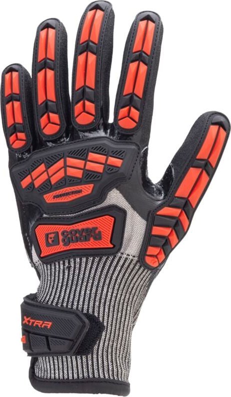 Satz mit 5 - Rote doppelt beschichtete Schnittschutzhandschuhe EUROCUT IMPACT Größe 7