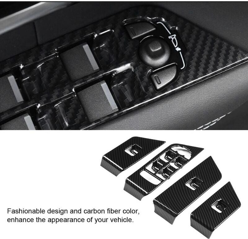 Jeffergarden 4-teiliger Zierrahmen für Fensterhebertasten aus Karbonfaser für Land Rover Range Rover Evoque 12-17