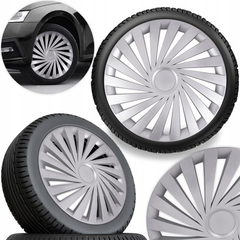 15" Universal Radkappen Für Stahlfelgen Silbergrau 4er Set