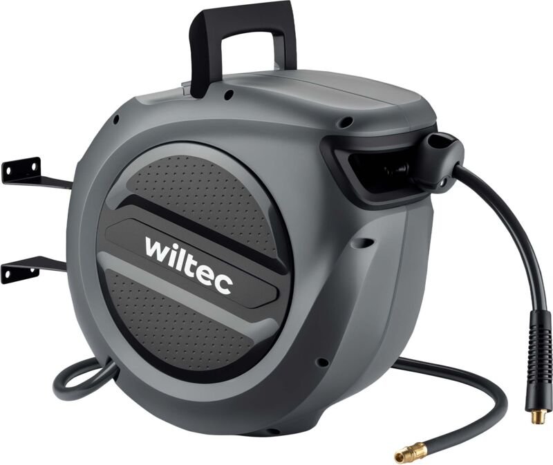 Wiltec - Druckluft Schlauchtrommel 20 m, automatische Druckluftschlauchtrommel pp, 17 bar Drucklufttrommel, Schlauchaufr...