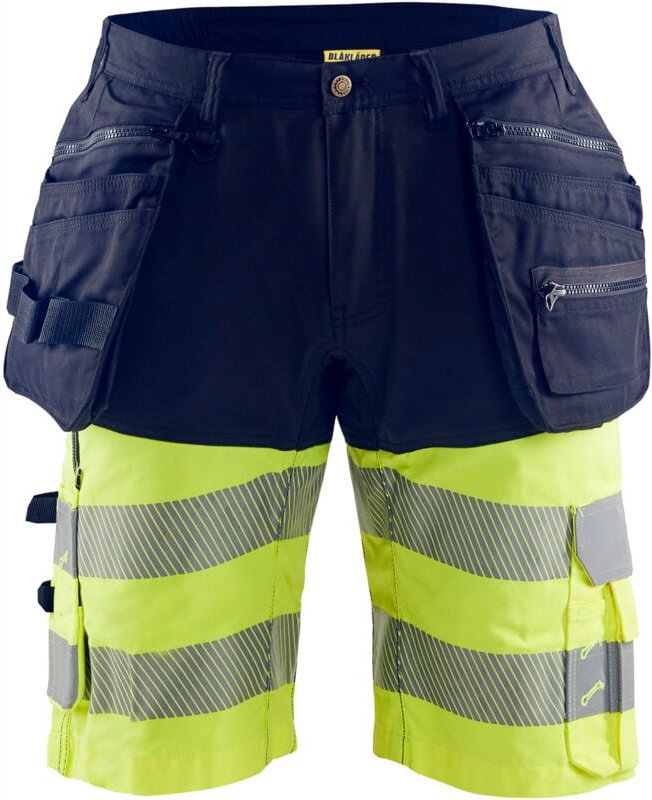 Thumbnail - Hochsichtbarer, dehnbarer Arbeitsshort 4D 1596 - Marine/Neongelb XS - FR(38) - SE(C44) - Normen