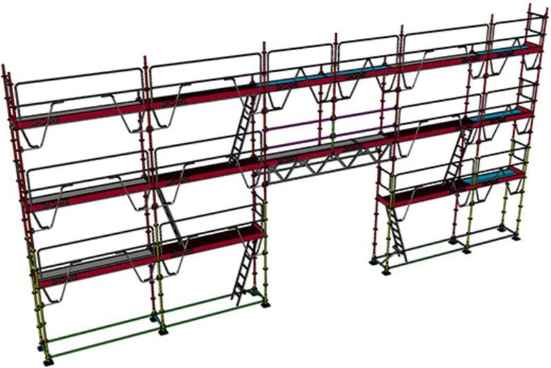 Gerüst 112m² - Struktur + Plattformen + Leiste -Garagendurchfahrt - MEKA112GAR-SPP