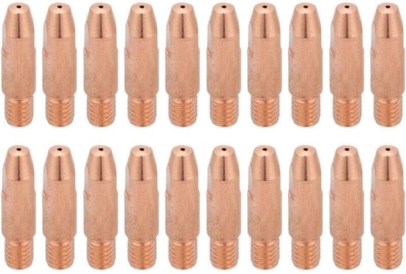 Plasma-Verbrauchsmaterial-Schneiddüse, 20 Stück, M6-Kupfer-Kontaktspitze für Binzel 24KD MIG/MAG-Schweißbrenner (1,0 x 2...