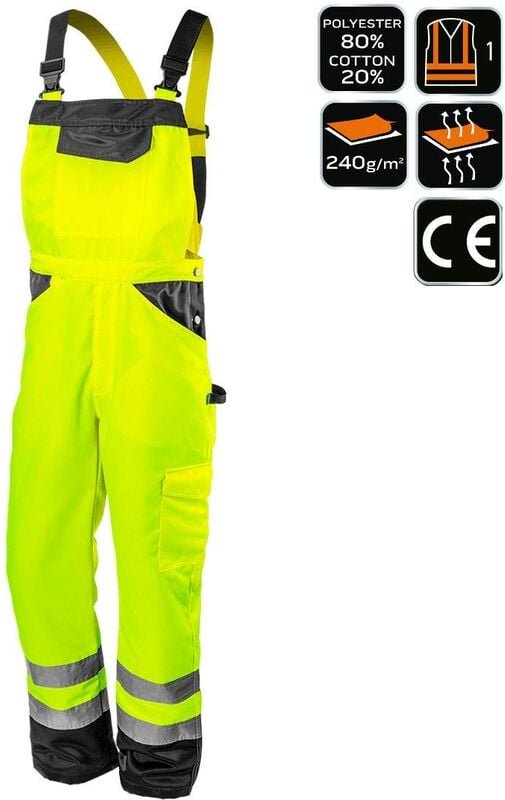 Thumbnail - Neo Arbeitslatzhose mit Reflektoren orange, neongelb gelb M