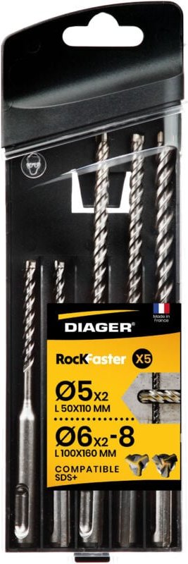 Thumbnail - Set mit 5 Betonbohrern sds Plus Rockfaster Diager 1005A
