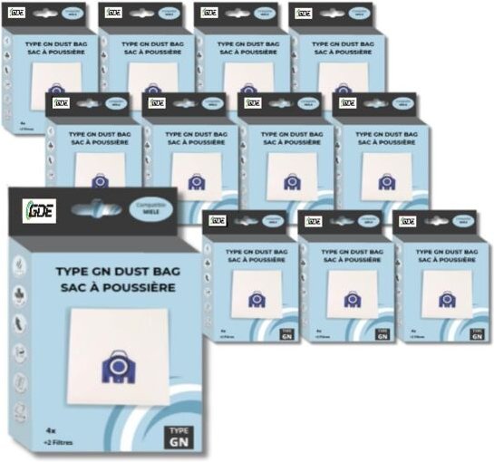 Los 12 Packung mit 4 Beuteln + 2 gn -Filter für kompatible Staubsauger Miele Serie S2 bis S7 - 9917730