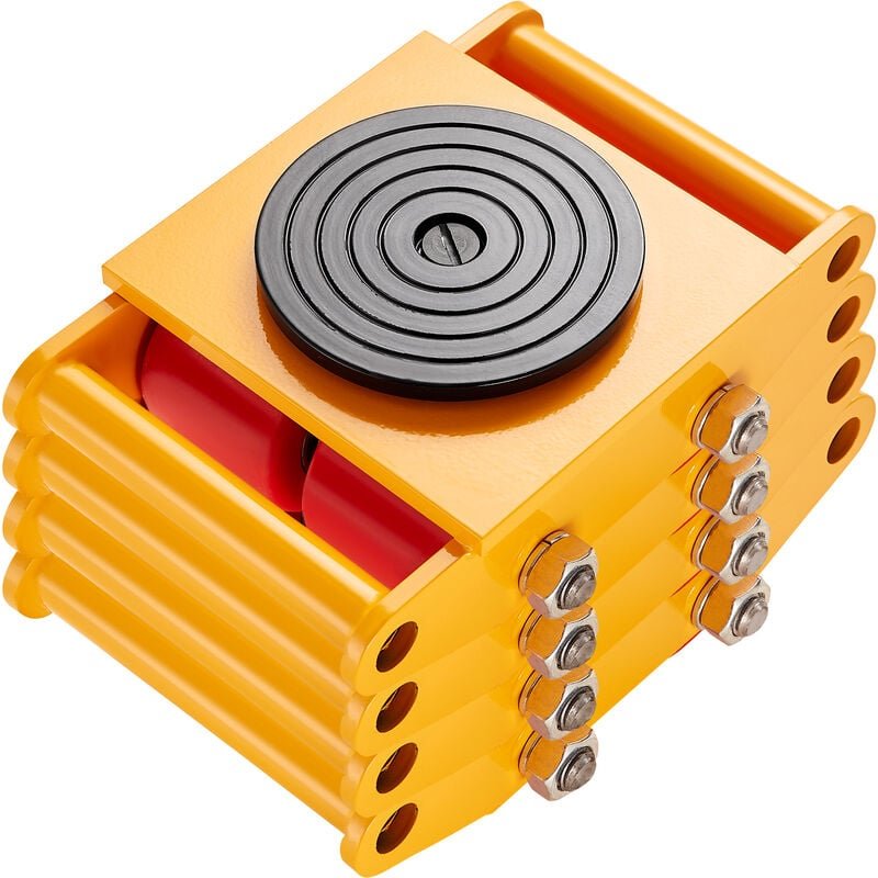 VEVOR 4x Panzerrollen 8T Transportfahrwerk 280x210x105mm Transportrollen aus Kohlenstoffstahl Industrieroller mit 4 PU-R...