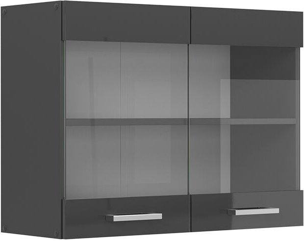 Vicco - Küchenglashängeschrank R-Line, Anthrazit Hochglanz, 80 cm