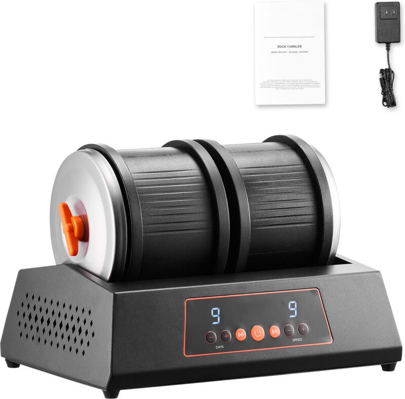 Mophorn - Steinpoliermaschine – 8 lbs Fassungsvermögen, Doppeltrommel, 9 Geschwindigkeitseinstellungen, 9-Tage-Poliertim...