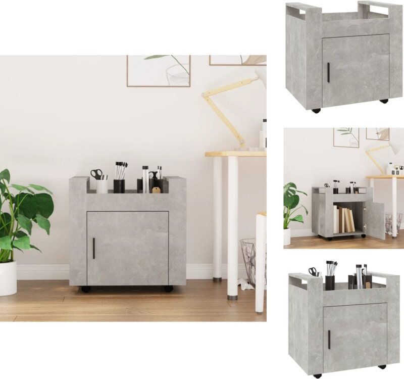 Kücheninseln & Küchenwagen - Living Bürowagen Betongrau 60x45x60 cm Holzwerkstoff - Grau