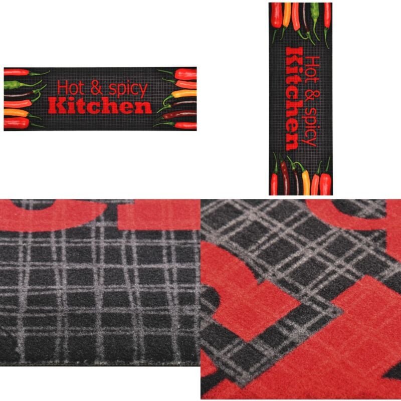Vidaxl - Küchenteppich Waschbar Hot & Spicy 60x300 cm - Bodenmatte - Küchenläufer - Türmatte - Wohnzimmerteppich - Esszi...