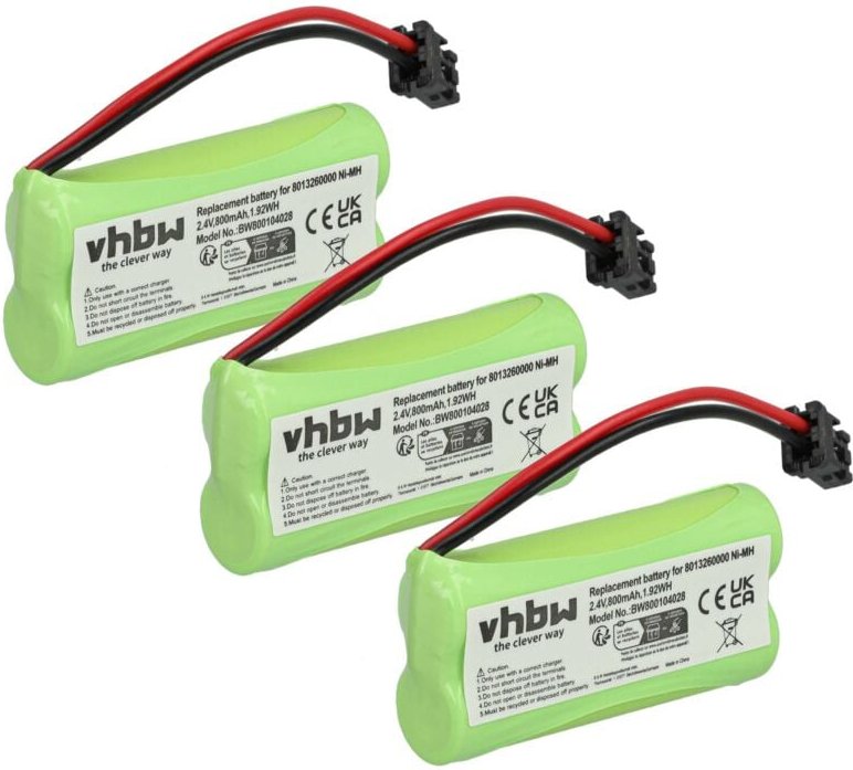 Vhbw - 3x Akku kompatibel mit VTech DS6121-4, DS61215, DS61214, DS61213, DS6121-3, DS6121-2 schnurlos Festnetz Telefon (...