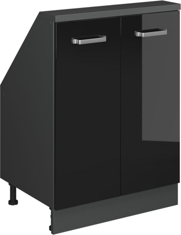 Dachschrägenschrank Rion, Schwarz Hochglanz/Anthrazit, mit 2 Türen, Vicco