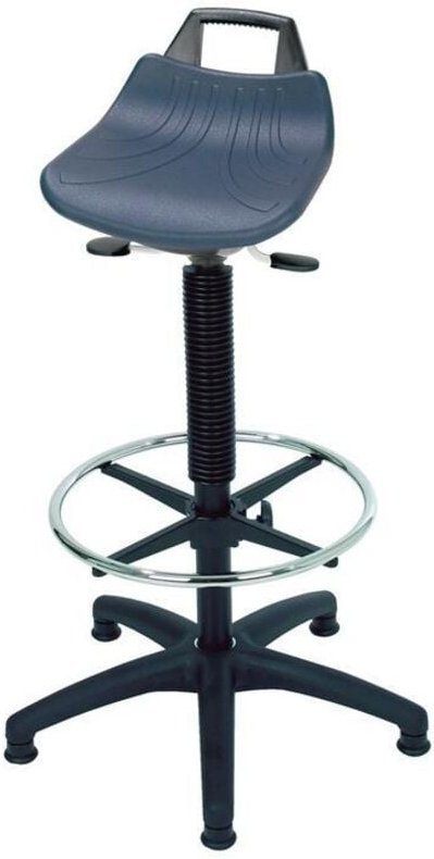 Thumbnail - Stehhilfe Polyurethan-Integralschaum Sitzhöhenverstellung 610-860 mm Kunststoff-Fußkreuz Fußring/Bodengleiter