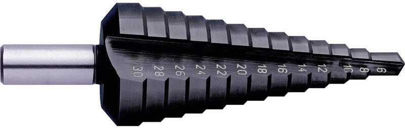 Thumbnail - Exact - 50069 hss Stufenbohrer 9 - 36 mm TiAIN Gesamtlänge 86 mm 3-Flächenschaft 1 St.