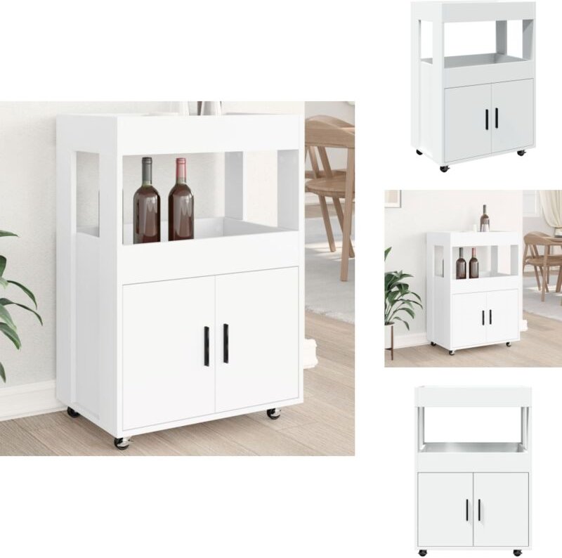 Barwagen Weiß 60x39,5x89 cm Holzwerkstoff - Sideboard - Barwagen - Servierwagen - Küchenkasten - Möbel Aus Holzwerkstoff