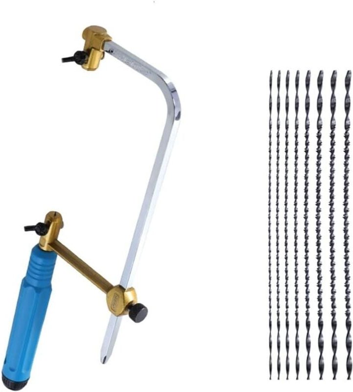 Dekupiersäge zum Schneiden von Holz, Kunststoff, Gummi und Weichmetall, 1 Säge + 8 Sägeblätter