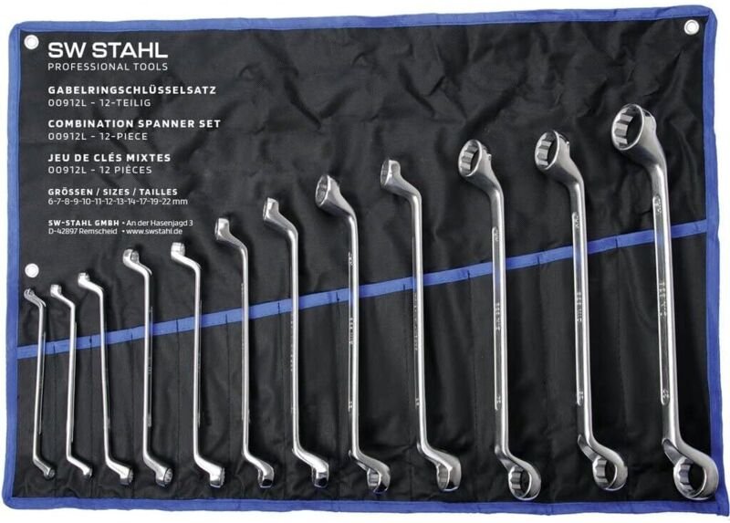 SW-Stahl 01512L Doppelringschlüssel-Satz 6-32 mm, 12-teilig tief gekröpft i Ringschraubenschlüssel i Doppel-Schraubensch...