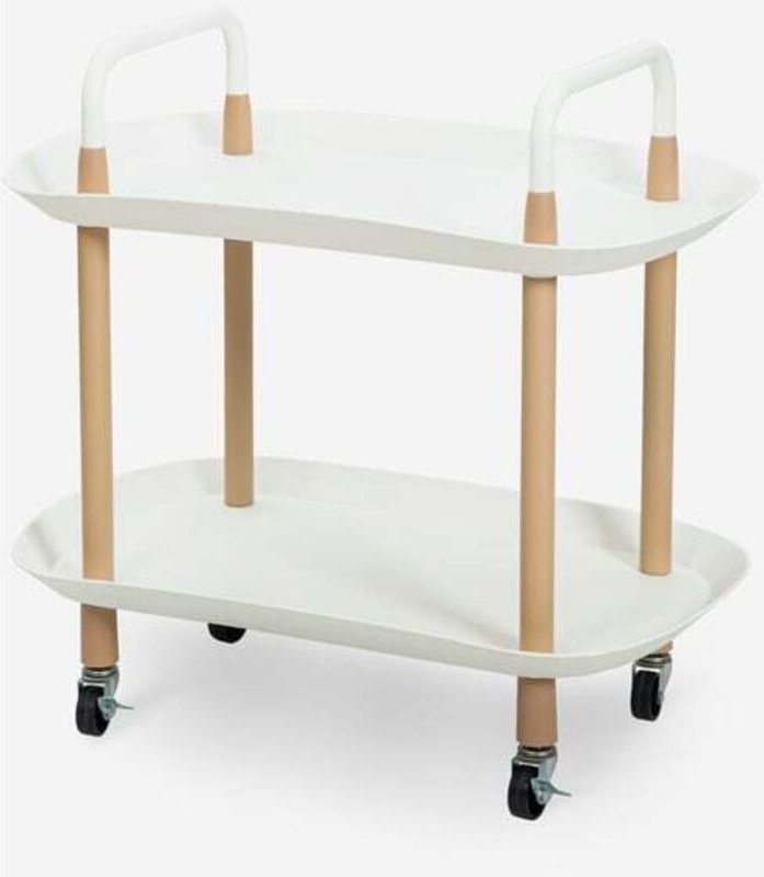 Lebensmittelwagen modern mit Rädern 2 Ablagen schwarz weiß Wala - Weiß