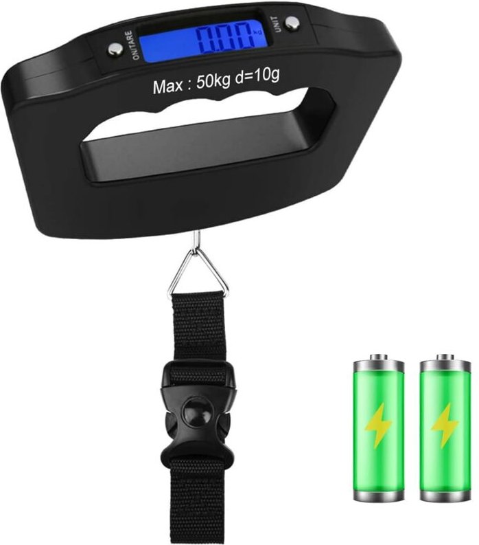 Memkey - Gepäckwaage, elektronische Digitalwaage mit hintergrundbeleuchtetem LCD-Display und Schälfunktion, bis zu 110 l...