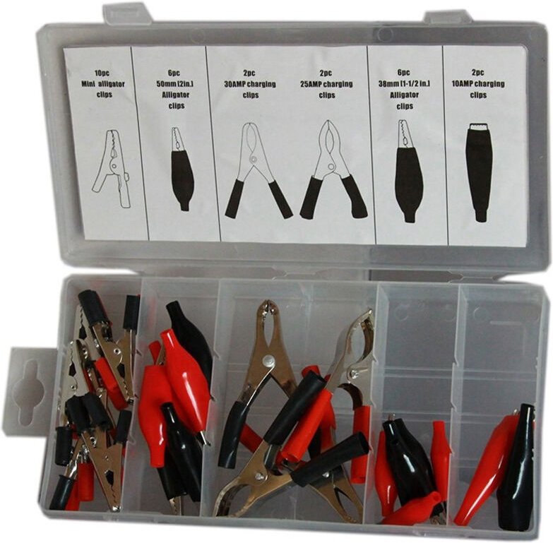 Trade Shop Traesio - Trade Shop - kit 28 Krokodilklemmen mit Kunststoffkappe Batterieklemmen -