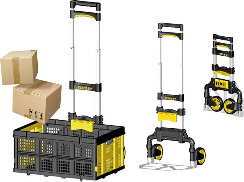 Stanley - Sackkarre mit Spanngurt & Klappbox, 60kg Plattform 39x28cm