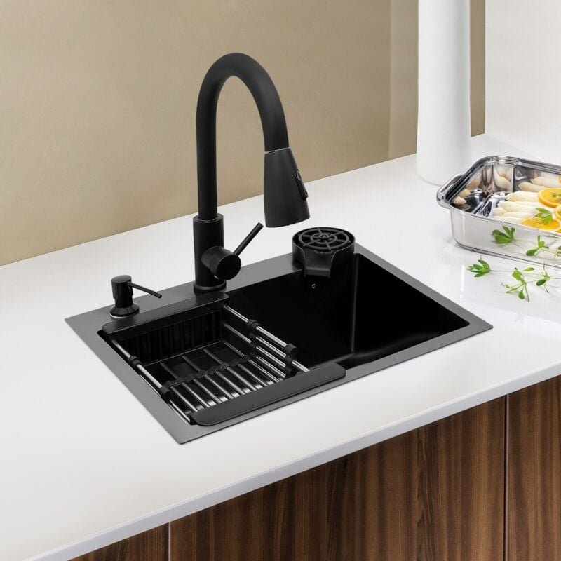 45x40cm Spüle mit ausziehbarer Armatur Moderne Küchenspüle mit ausziehbarer Armatur Rechteckige Spüle aus Edelstahl Ausz...