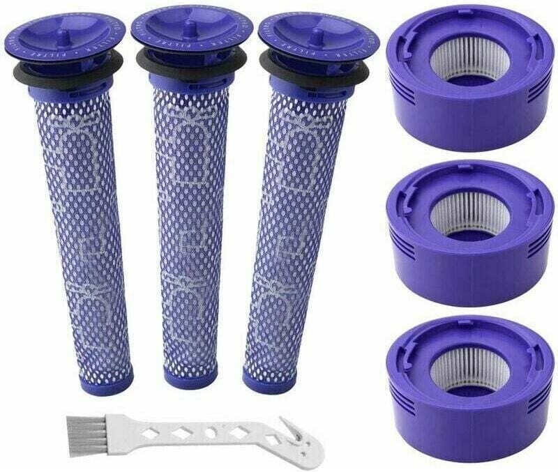 6-teiliges Staubsaugerfilter-Ersatzset für Dyson V7, V8 und V8 Akku-Staubsauger, 3 hintere Filter, 3 Vorfilter,