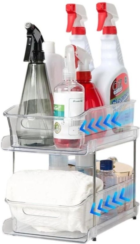 Home Organizer mit Ausziehschubladen Acryl 2 Ebenen 2 Stk