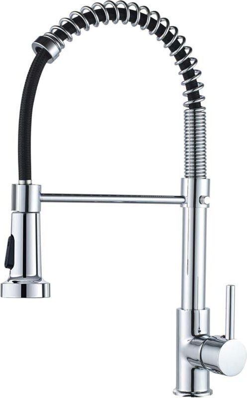 Einhebel-Küchenarmatur mit Federgriff, Messing, mit herausziehbarer Brause, Küchenspüle, Mischbatterie, Chrom