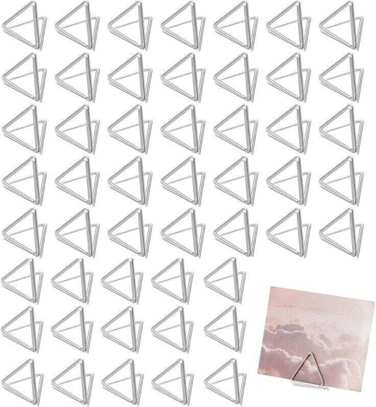 Thumbnail - 60er-Pack Mini-Tischkartenhalter in Dreieckform, Fotonummern- und Menühalter für Hochzeiten, Geburtstage und Partys (Sil...