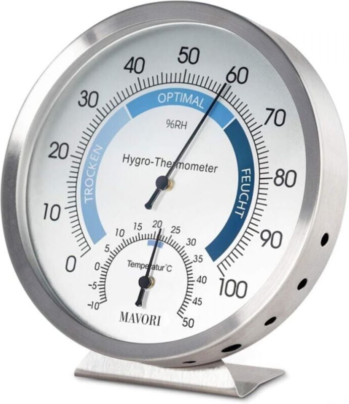 Analoges Innenthermometer Hygrometer - Hochwertiges Edelstahl-Feuchtigkeitsmessgerät und Raumthermometer zur zuverlässig...