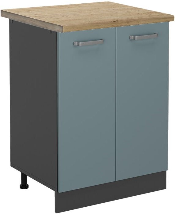 Vicco - Küchenunterschrank R-Line, Blau-Grau, 60 cm , ap Eiche
