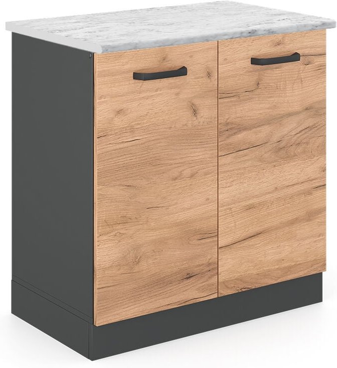 Vicco - Spülenunterschrank R-Line, Goldkraft Eiche, 80 cm ap Marmor