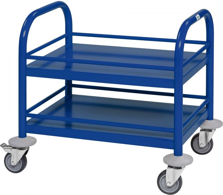 Kongamek Mini-Servierwagen 530x375x550mm 2 Etagen pulverbeschichtet in Blau mit Bremse