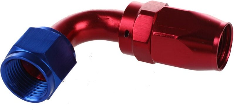 Thumbnail - Tlily - AN10/90 grad Swivel Öl Kraftstoff Schlauch End Fitting Adapter Aluminium Rot + Blau