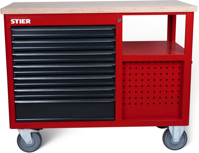 STIER Fahrbare Werkbank Open Space, 11 Schubladen